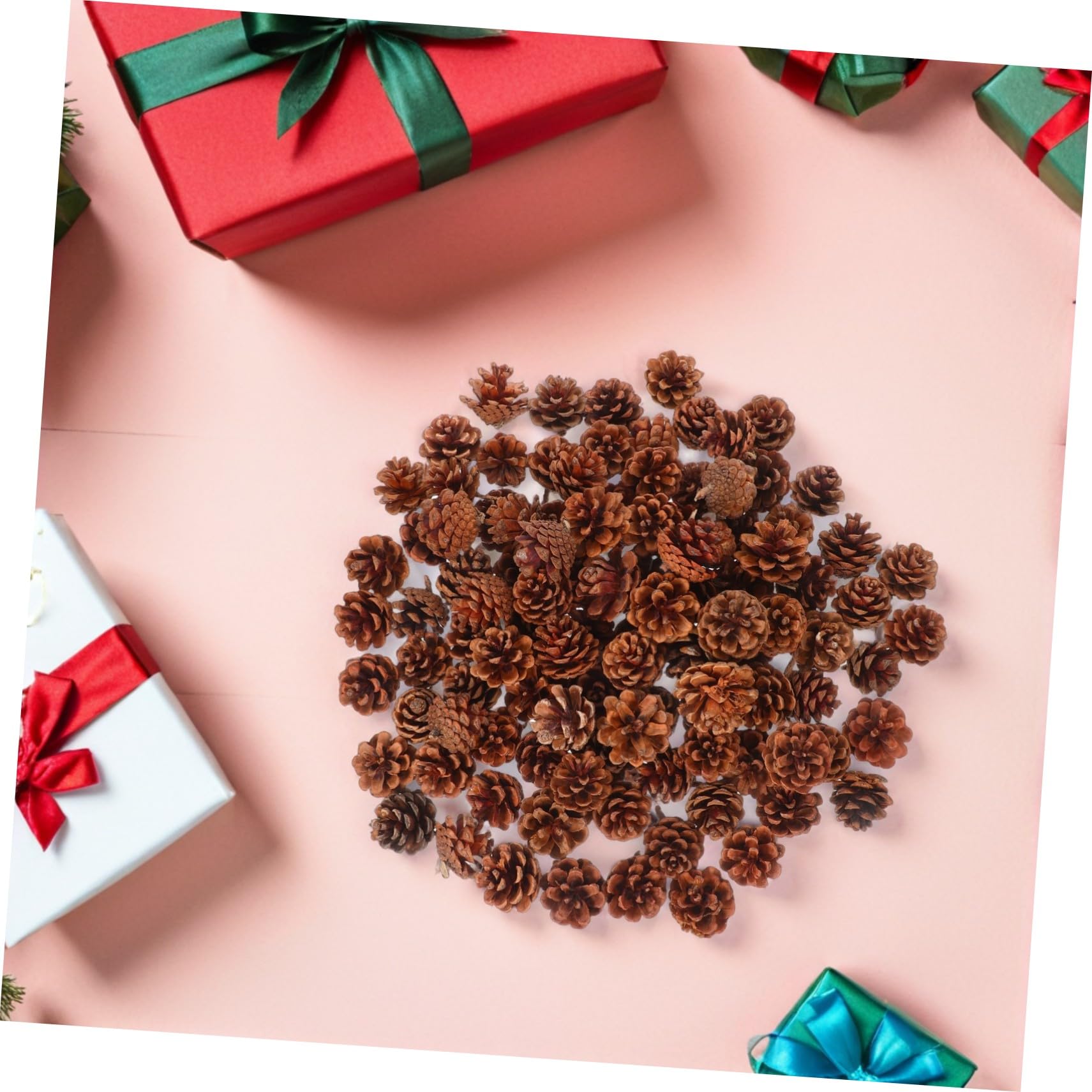 Garneck 130stücke Mini-kiefernzapfen aus Naturholz Mini-kiefernzapfen-Ornamente für Winter und Weihnachtsbasteleien Natürliche Tannenzapfen als Vasenfüller für DIY-Dekorationen