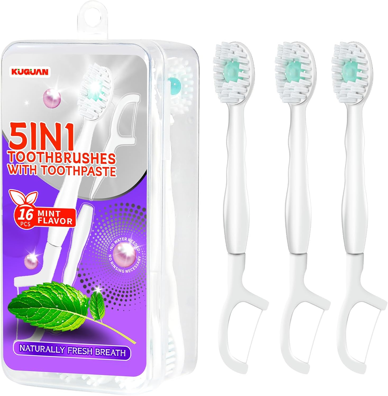 Mini Brushes-Disposable Toothbrushes with Toothpaste Travel Toothbrushes Portable for Work or Travel 80pcs (Mint-5pack)