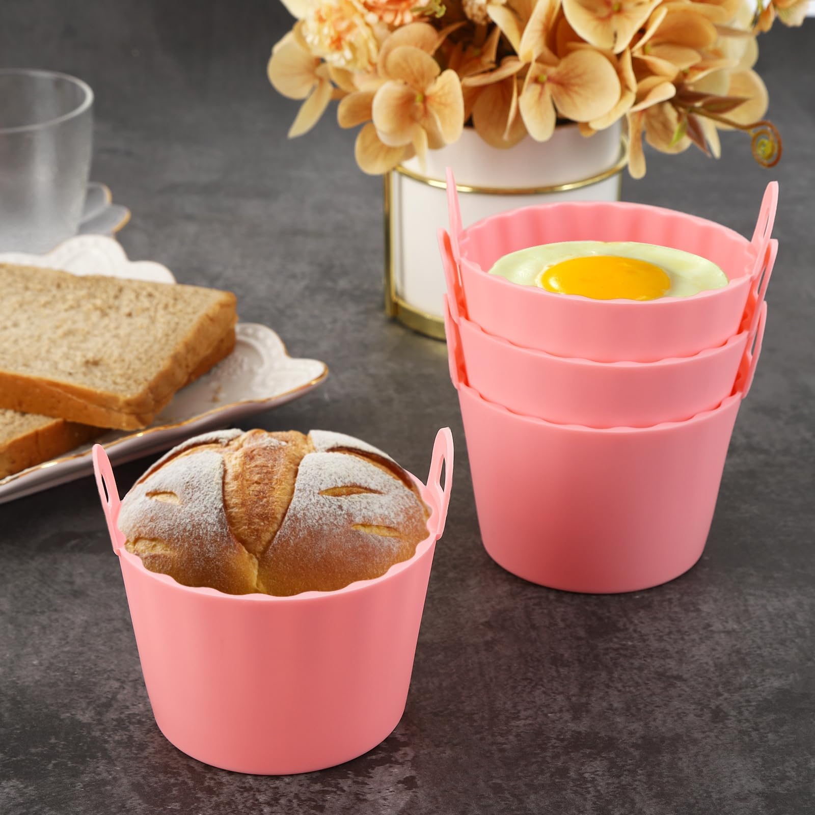 4 Stuks Airfryer Egg Poacher, Air Fryer Egg Mould, Ramekins Voor Air Gemakkelijk Schoon Te Maken Voor Gebakken Ei Muffin Sandwiches