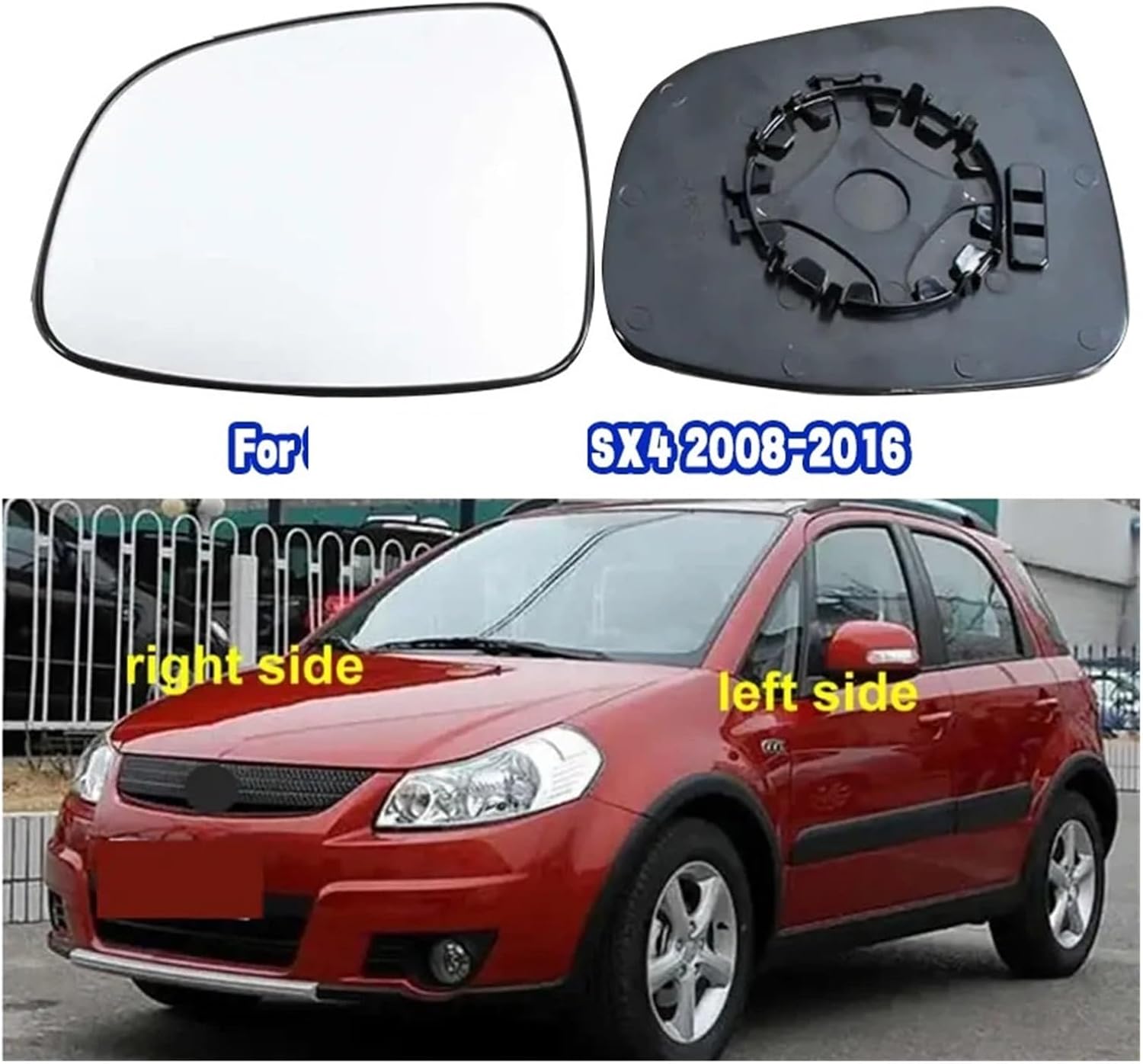 Reflective Lens Side Mirrors for SX4 (2008-2016) - Easy Installation & Design(1PCS right side)