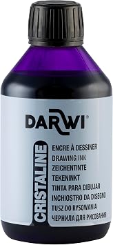 DARWI - DA2300250900C - A Bottle of Transparent and Bright Drawing Ink - for Kids - Purple Colour - 250 ML - DARWI CRISTALINE - Watercolour After Drying