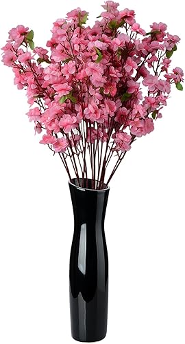DULRLLY 12 ramos de flores artificiales de durazno y ciruela 25 pulgadas tallos de cerezo rosa sintético flores de melocotón de seda arreglo floral