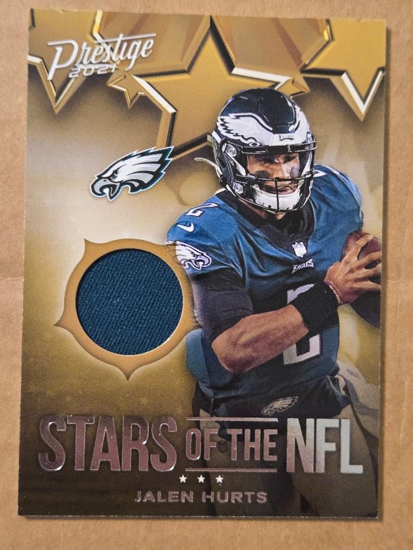 JALEN HURTS PRESTIGE "STARS OF THE NFL" MEMORABILIA WORN JERSEY FOOTBALL CARD RARE EAGLES COLLECTABLE