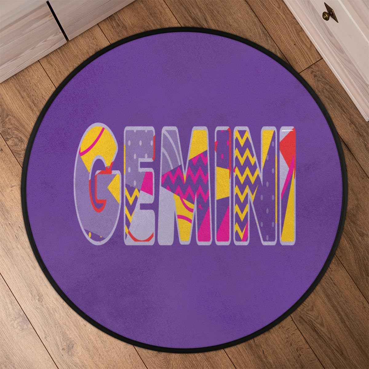 Round Area Gemini Soft Throw Rugs Circular Area Rugs Non-Slip Floor Mat for Entryway Bedroom Bathroom Living Room Study 3Ft