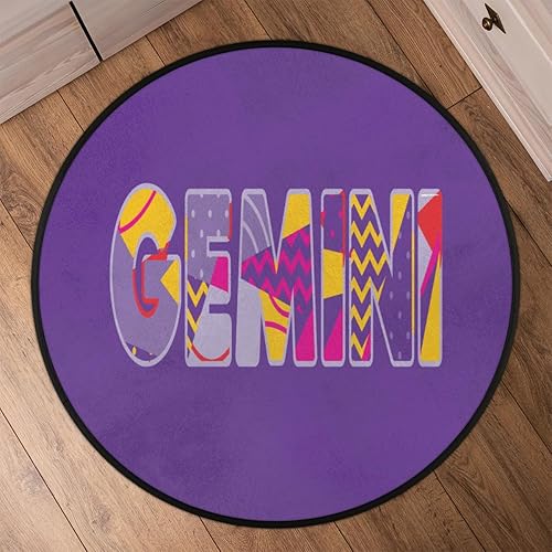 Miniatura 7 de Alfombra redonda Géminis, suave, alfombra circular antideslizante para el suelo, para entrada, dormitorio, baño, sala de estar, estudio, 3 pies