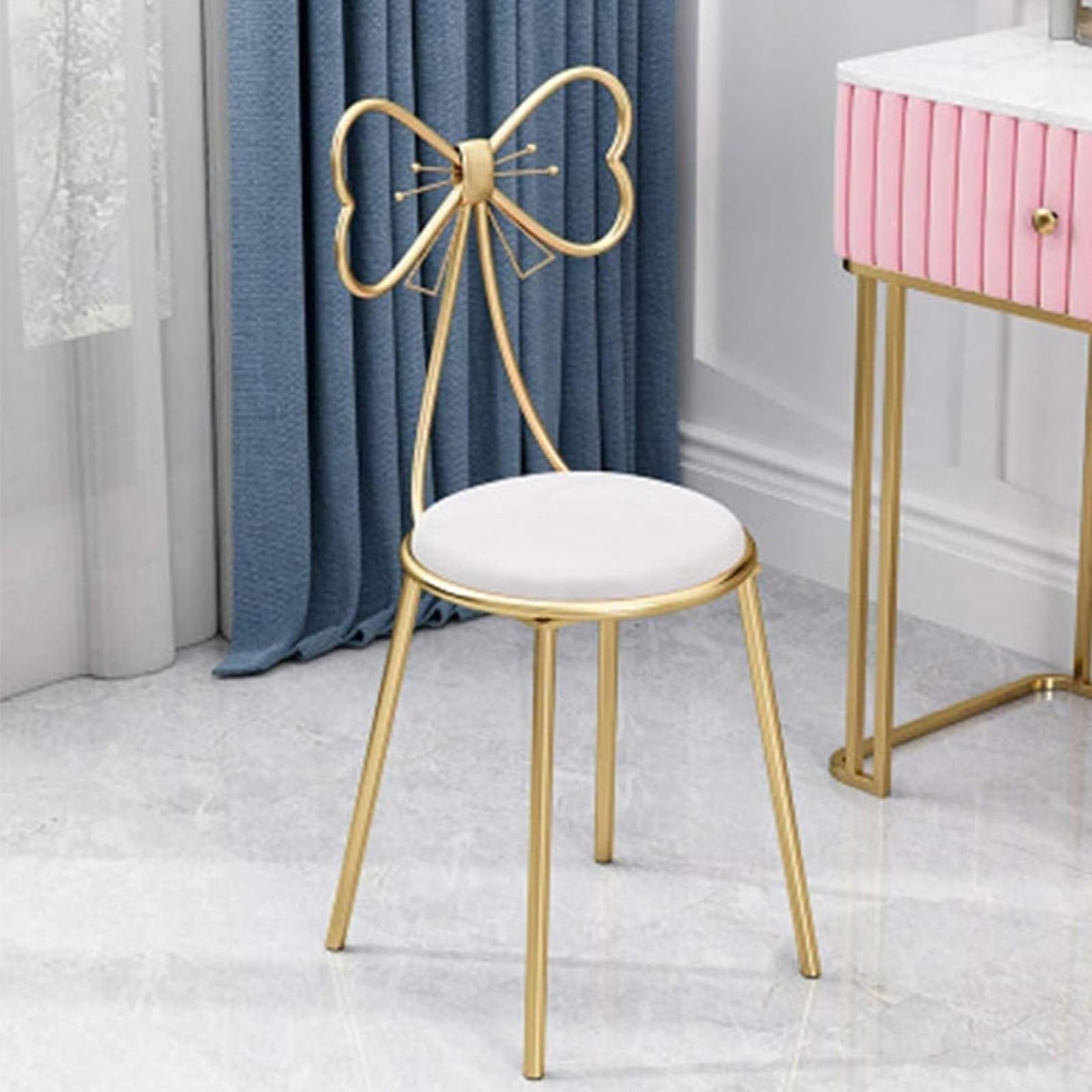 Chaise de maquillage élégante en velours avec arc de soutien de haute qualité et design de luxe