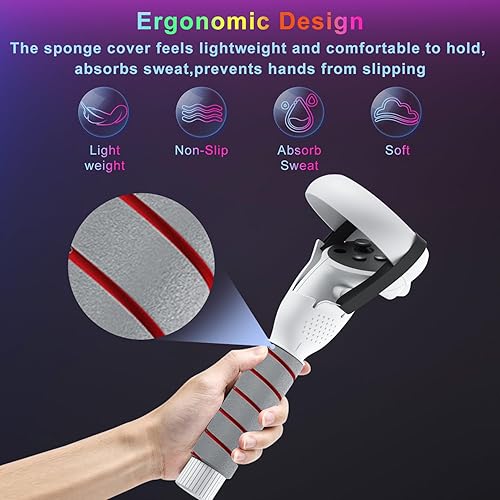 Miniatura 8 de Saqico 10000mAh Battery Head Strap & 2 in 1 Long Arms & Handle Attachments Compatible with Oculus Quest 2 & Hand Controllers