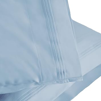 Superior 1000 Thread Count Egyptian Cotton Pillowcase Set, Pillow Covers for All Pillows and Sleepers, Soft Pillowcases for Bed Fashion, Basics, Large Cases, 2-Piece Set- Standard, Light Blue