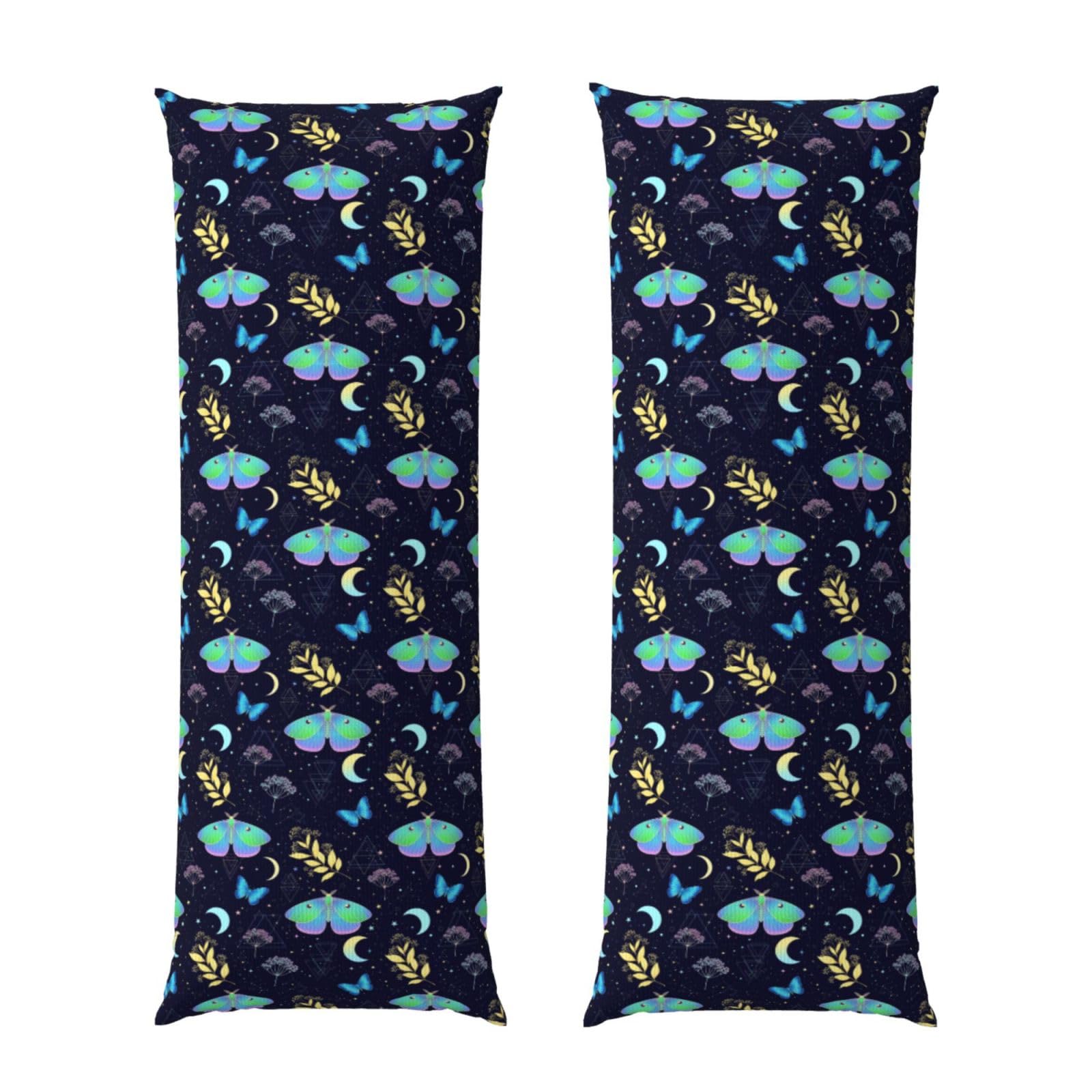 Body Pillowcase 20x60 Inch, Goth Moon Moth Butterfly, Luxury Soft Pillow Cover with Zipper, Breathable Microfiber Fabric, for Men Women Bedroom Couch