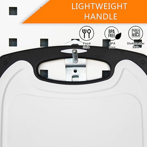 Miniatura 4 de Tabla de cortar para cocina, tabla de cortar de plástico con asa, juego de 3 tablas de cortar grandes y pequeñas, tabla de cortar de plástico