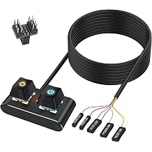 XMSJSIY PC Power Button Desktop Computer External Power Switch Power Button with RGB Light On/Off and Reset Switch Power Button Extension Cable for Computer Motherboard - 2 m / 6.56 Feet
