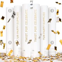 Gold & Silver Confetti Poppers Confetti Cannon | 6 Pack | Party Poppers Decoration for Wedding, Engagement, Graduation, Birthday | Wedding Party Favors | Launches 25 ft | 12 inch | TUR Party Supplies
