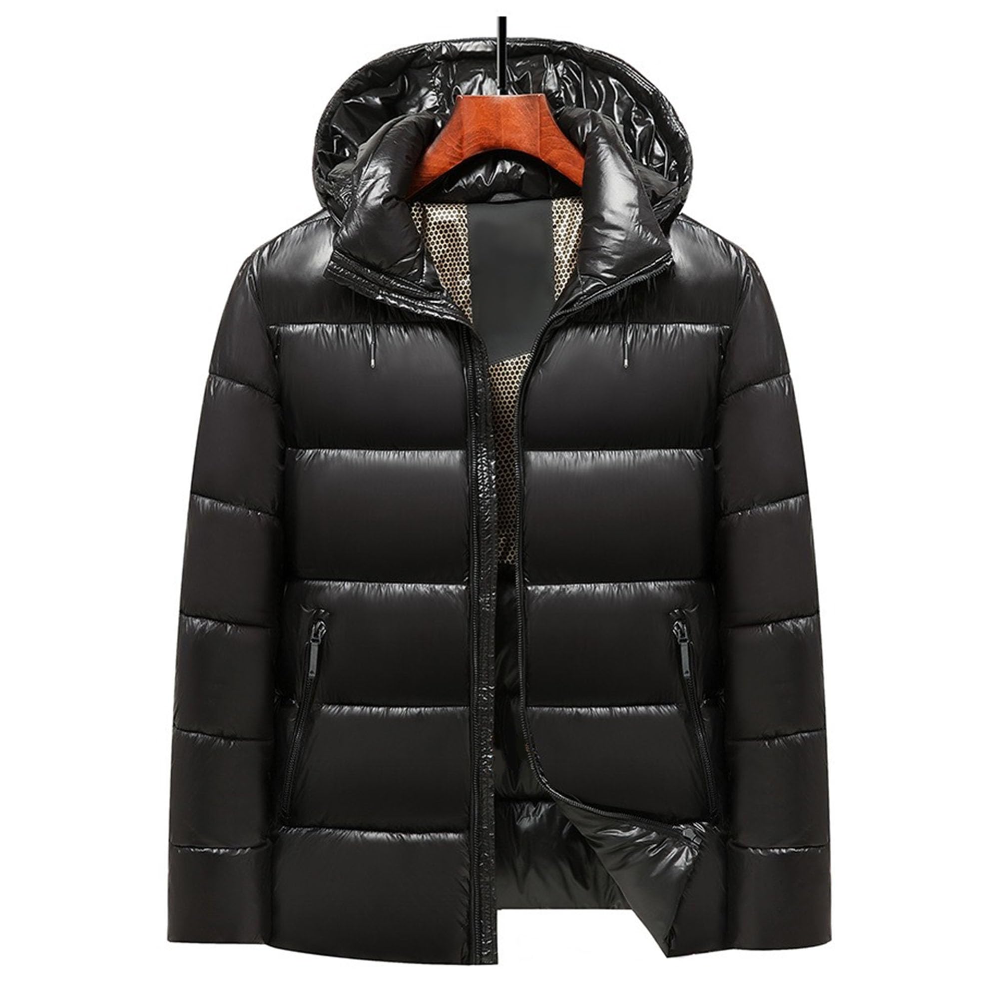 Piumino da uomo con cappuccio staccabile giacca imbottita in cotone casual classico invernale comodo colletto spesso capispalla