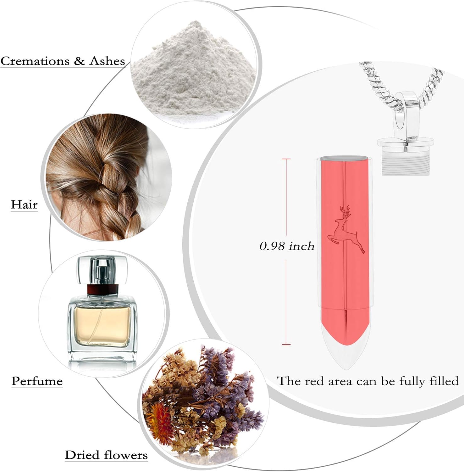 Yinplsmemory Cremation Jewelry for Ashes Locket Deer Bullet Pendant Urn Necklace for Ashes Keepsake Memorial Jewelry for Ashes for Dad Papa - Image 4