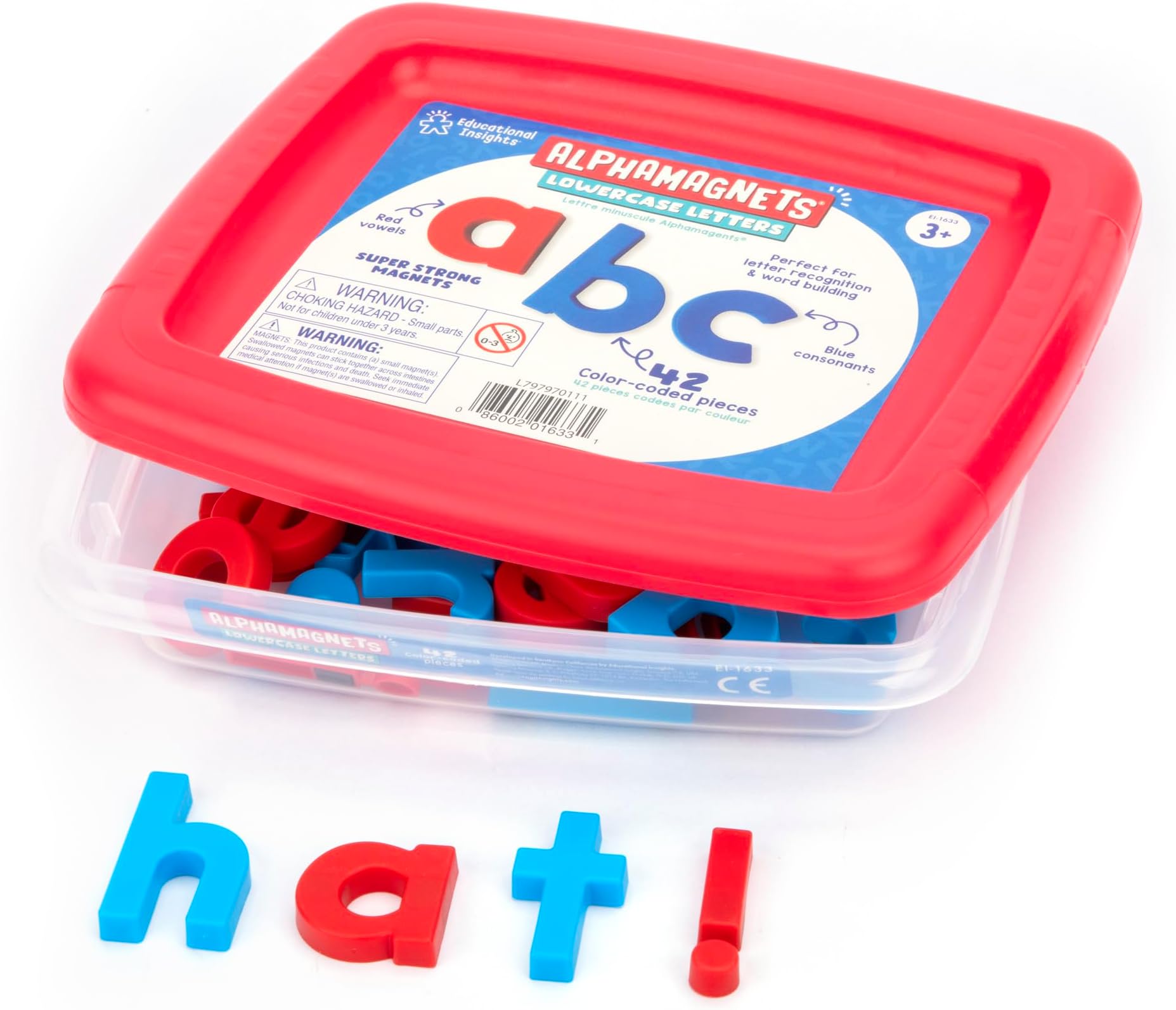 Color-Coded Lowercase AlphaMagnets, Set of 42 ABC Magnets, Alphabet Learning Toys for Kids Ages 3+