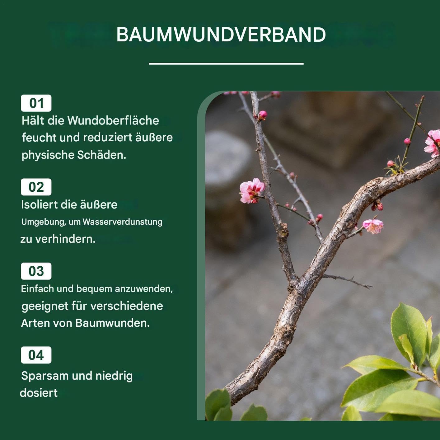 Sigillante per ferite per alberi – 100 g di medicazione per piante – corteccia di alberi – chiusura ferita con pennello – per arbusti tronchi vegetali danneggiati corteccia giardino paesaggio