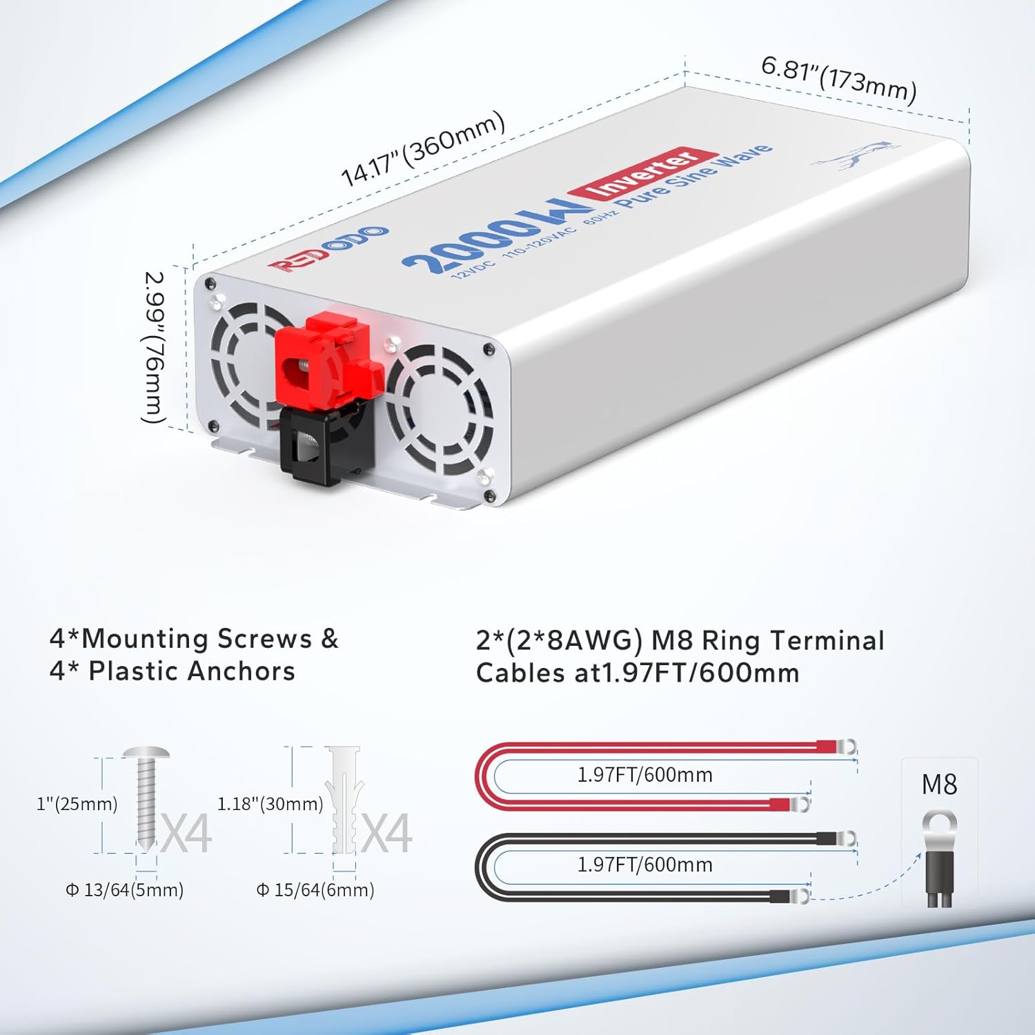 Redodo 2000 watt Power Inverter and Accessories