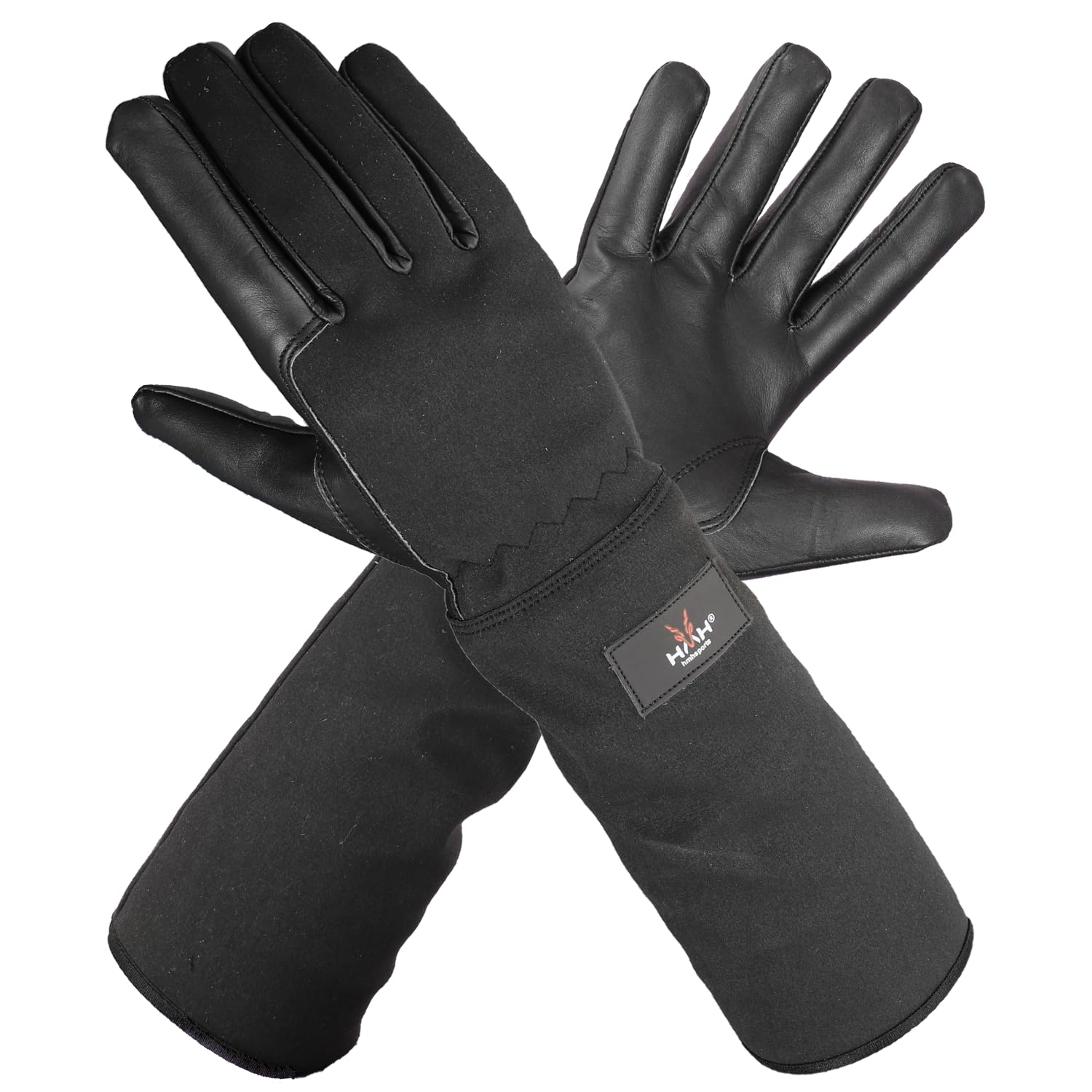 HMH Leather Gardening Gloves For Women - Heavy Duty Work Gloves Men - Dexterity Gloves – Thorn Proof Safety garden gloves mechanic builders (Black Long, L)
