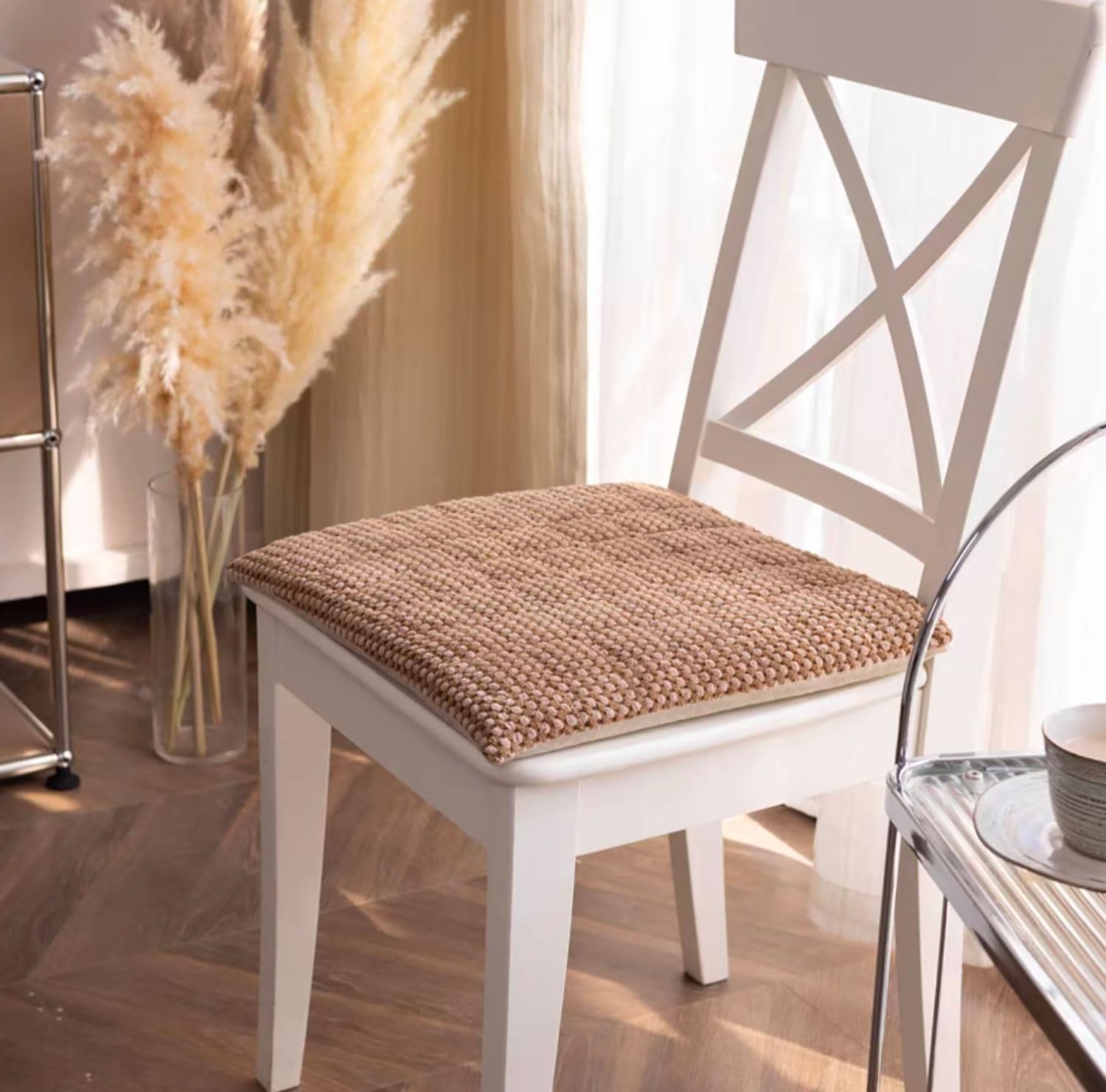 MGEMJMJ Chair Cushions With Ties, Chair Pad For Kitchen Chair With Removable Cover, Non Slip Seat Cushions For Dining Chair, Durable Chair Pads Washable(Size:50x50cm(20x20inch),Color:brown)