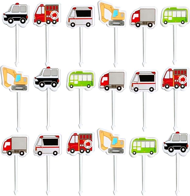 GET FRESH Vehicle Food Picks for Kids  18-pcs Transport Vehicle Food Bento Picks Lunch Box Decoration for Kids and Toddlers  Automobile Bento Deco Children Toothpicks Set  Cars Party Food Picks Set