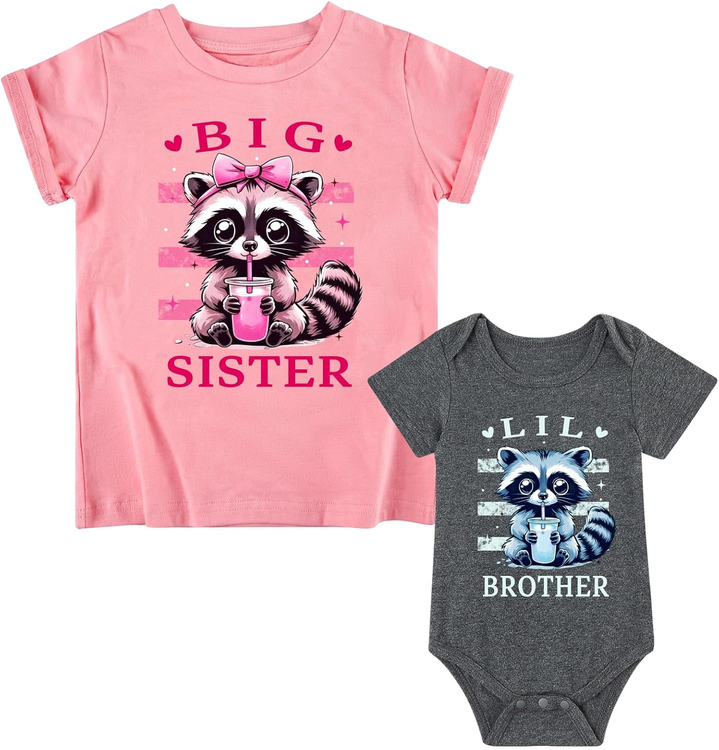 Funnycokid Big Sister Little Brother Matching Outfits Toddler Girl Shirt Newborn Boys Clothes