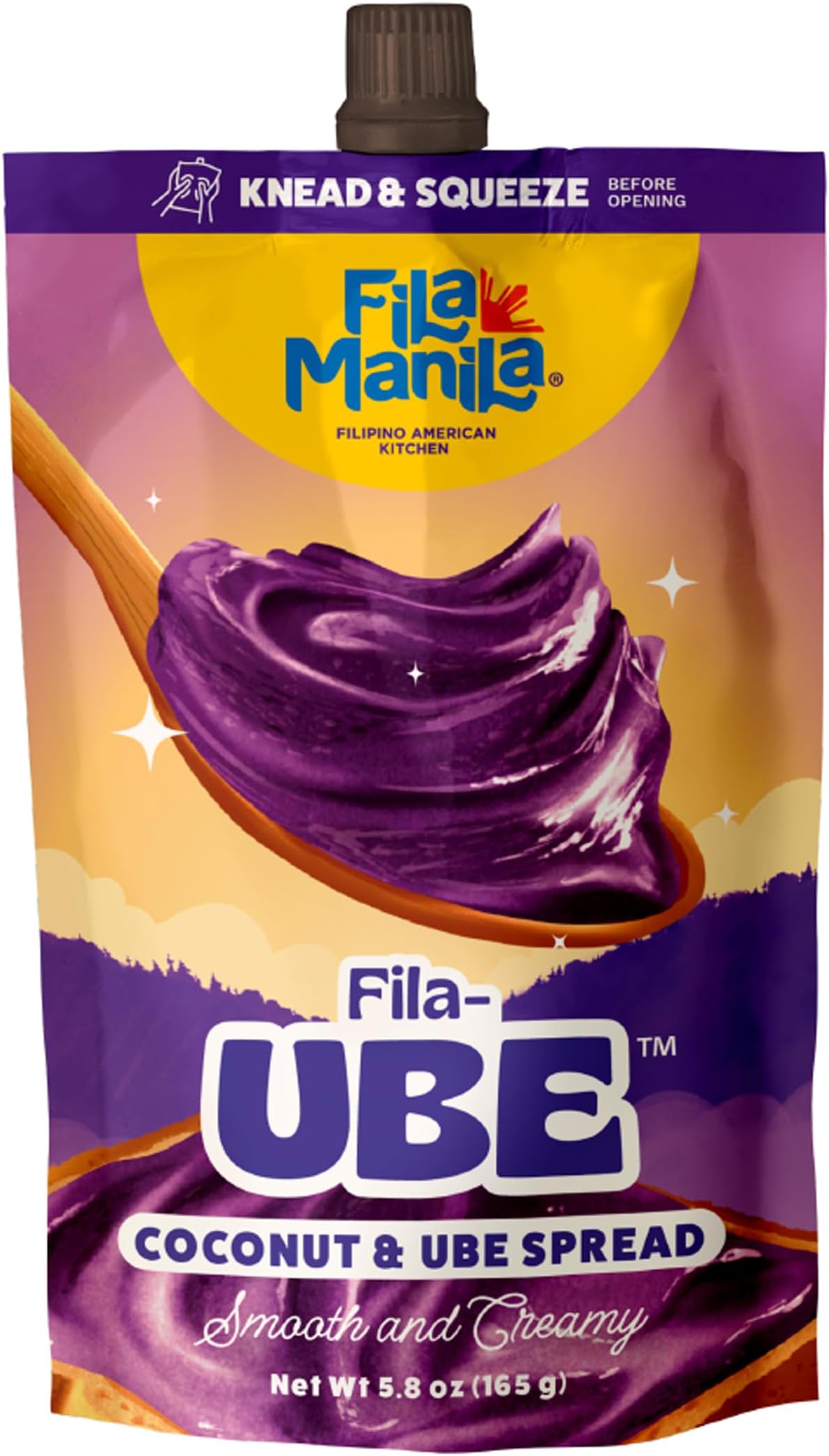 Fila Manila Ube Coconut Spread Purple Yam As Seen on Shark Tank - Award-Winning 5.8 OZ Pouch, Vegan, Gluten Free, Dairy Free, No Red 3, No Red 40, No Ube Extract, No Artificial Colors, Real Philippine Ube (1 Pack)