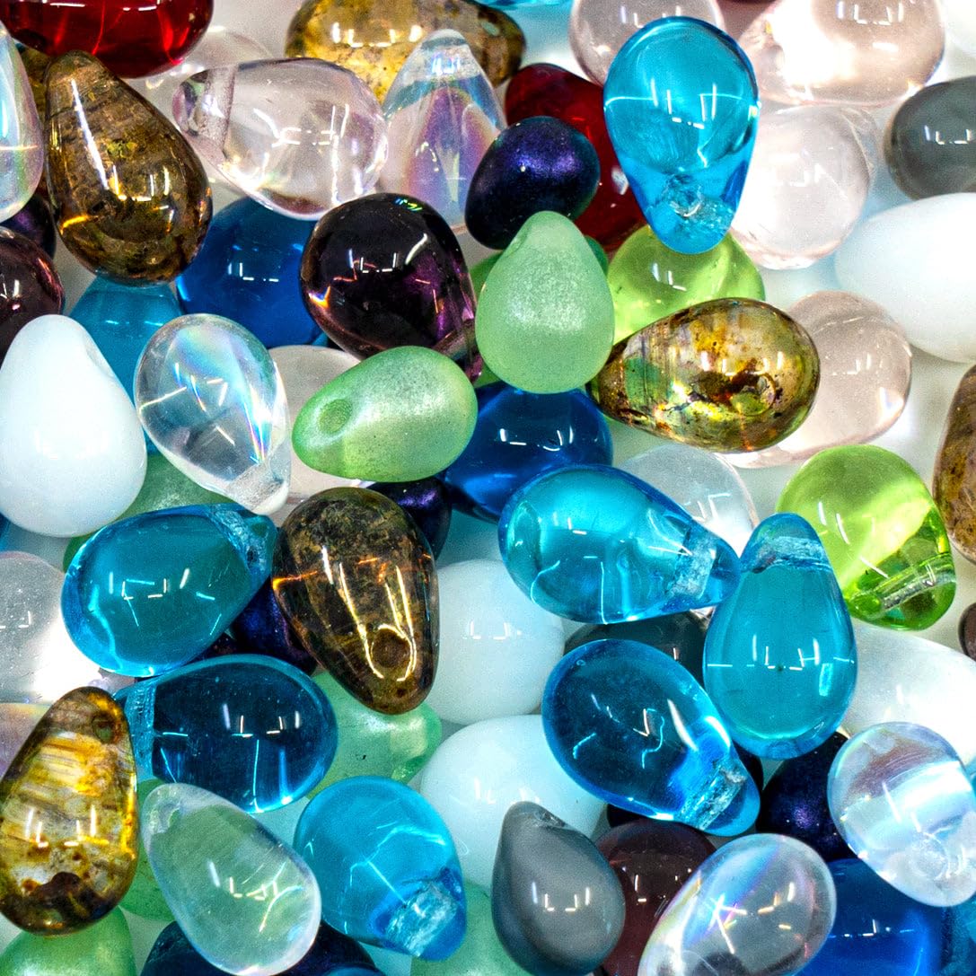 60 g Mix of Unique Czech Bohemia Glass Pressed Beads, Rocailles, Opaque Turquoise Green Copper Crystal Silver, Matte and Glossy, Hand Made BCV — view 53