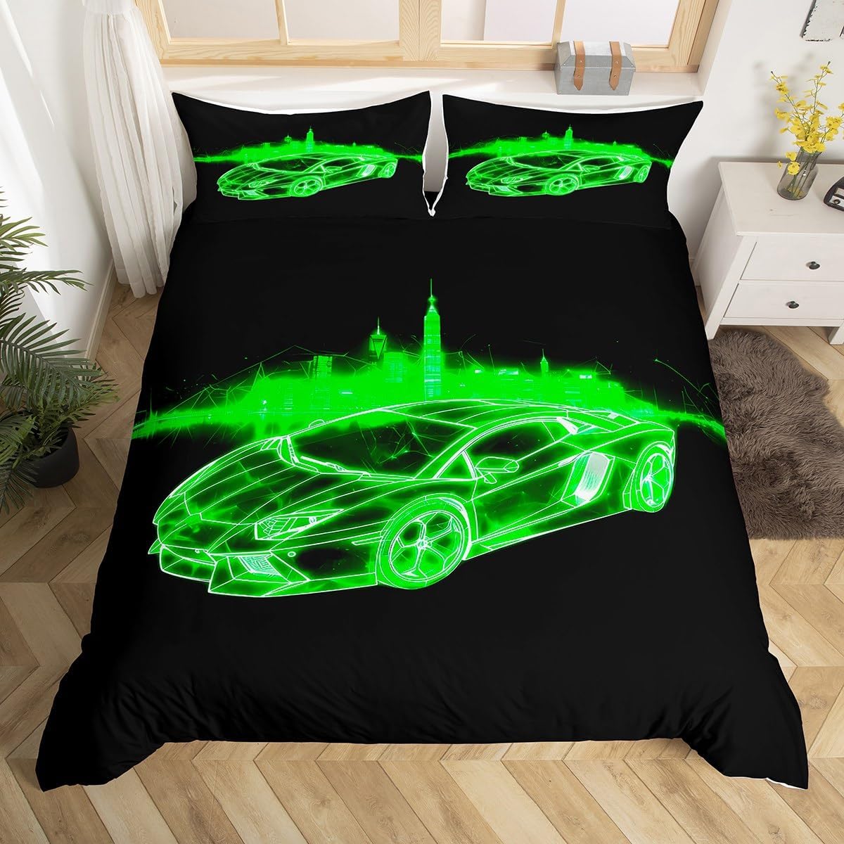 jejeloiu Kids Football Duvet Cover Toddler Size, Rugby Sports Bedding Set Boys Girls Soccer Ball Game Comforter Cover American Football Player Bedspread Cover 2Pcs Zipper (No Comforter)