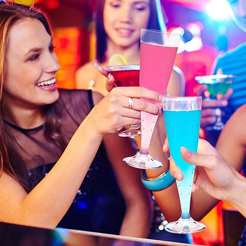 Miniatura 6 de Whaline Paquete de 50 copas de champán de plástico de 5 onzas, copas de vino desechables para graduación, bodas, Año Nuevo, picnic, suministros de