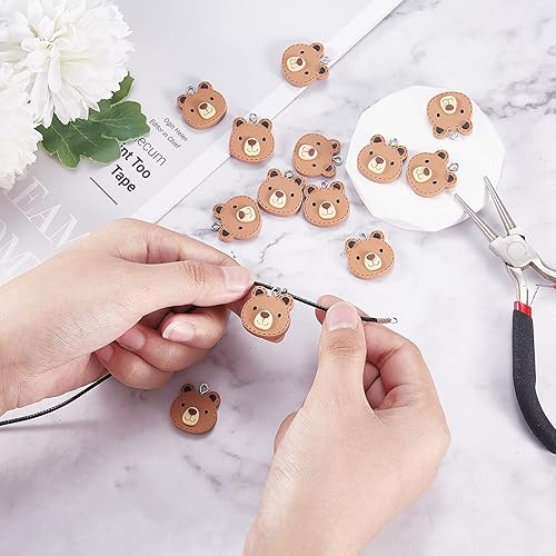 Miniatura 5 de 30 colgantes de resina de oso, bonitos adornos con fianza de hierro platino, para hacer joyas, pulseras, collares, accesorios, 0.886 x 0.807in