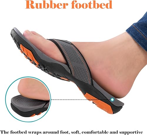 Miniatura 4 de HAOLIRA Chanclas para hombre con soporte de arco para interiores y exteriores, sandalias ortopédicas cómodas antideslizantes