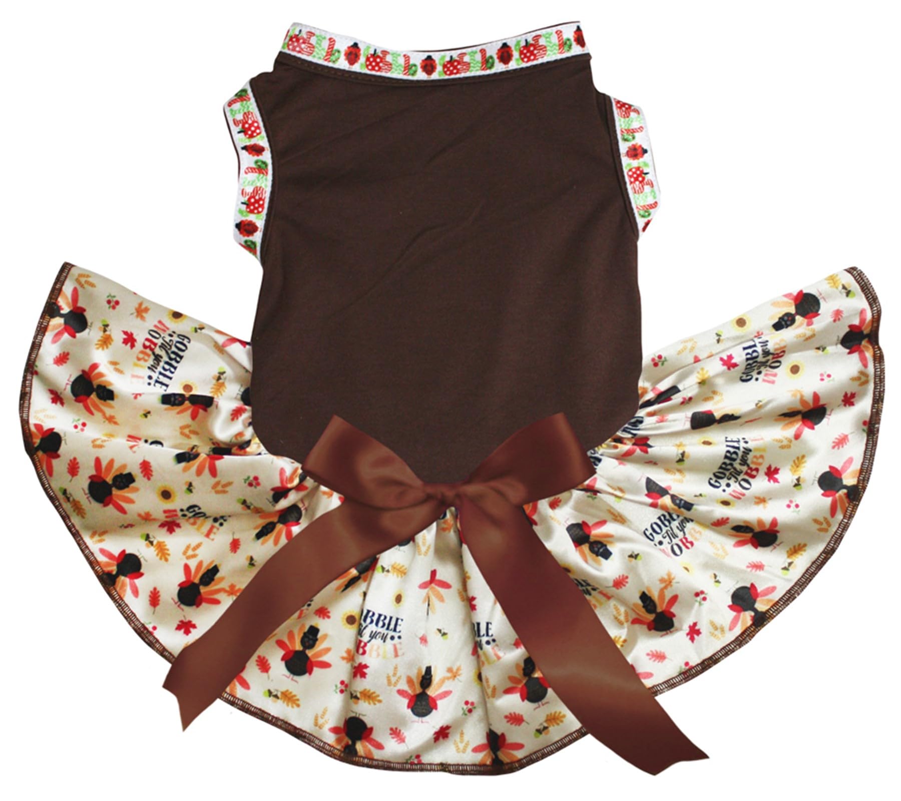 Robe de Thanksgiving pour chien marron dindes Gobble vêtement automne XS