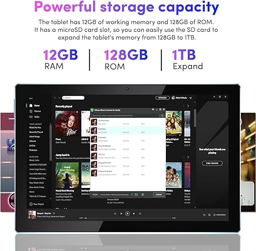 Miniatura 5 de Tablet 2 en 1 6GB+128GB Android 11 Tabletas, 10.1 pulgadas Tablet con teclado ratón caso Stylus, 2.4G5G WiFi 6, 1.8Ghz computadora Tablet PC,