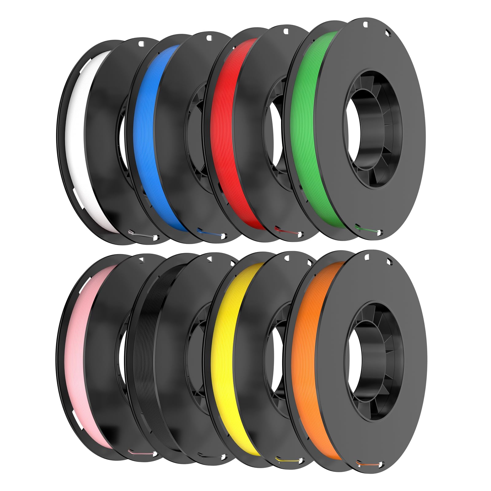 8-Color PLA Filament Bundle for 3D Printers 1.75 mm, 8 Pack Filament Refills, 269 FT 250 g Per Spool, 2 kg in Total, White, Black, Red, Blue, Yellow, Green, Orange Yellow, Sakura Pink