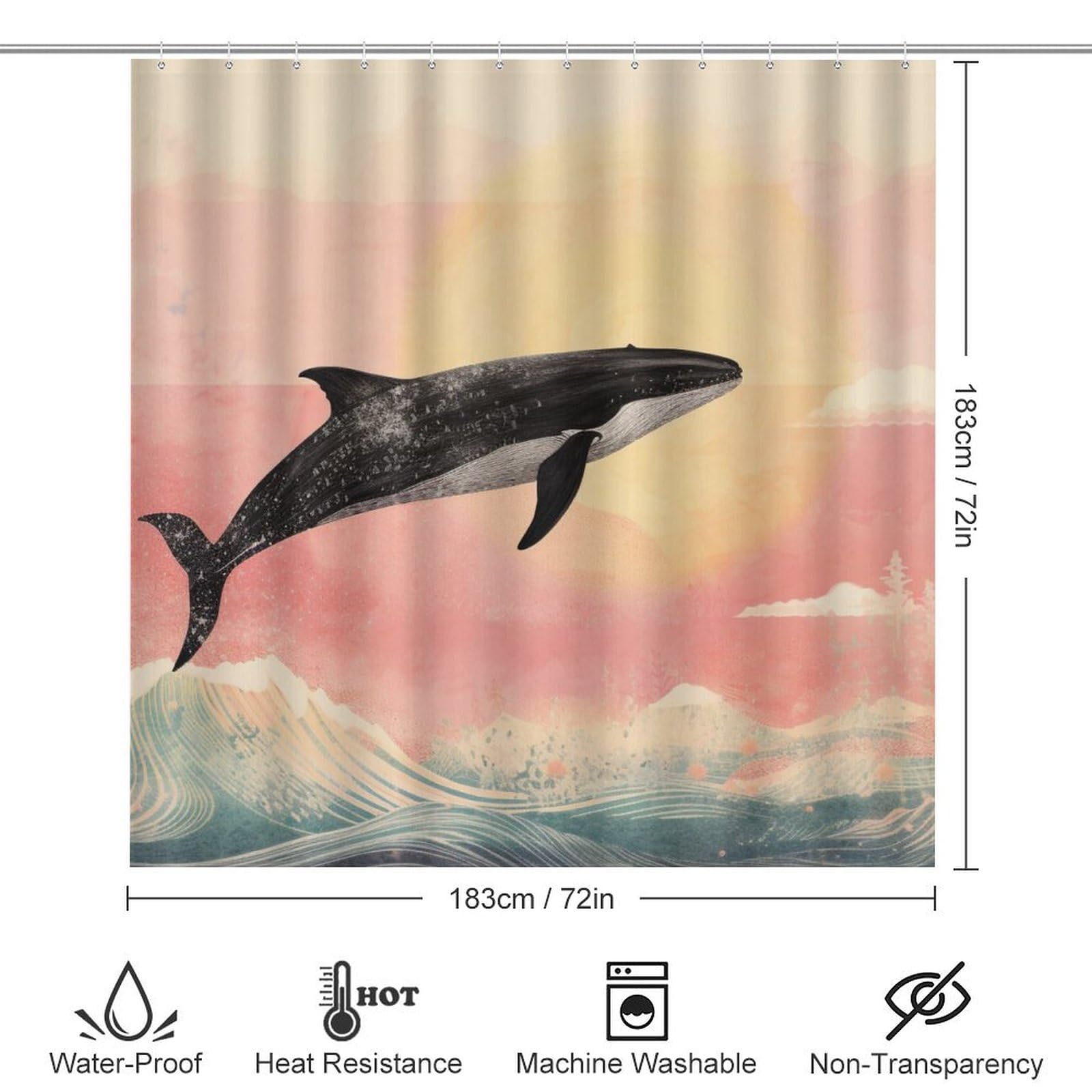 Duschvorhang Makronen Design – Wasserdicht, 183x183 Cm, Mit 12 Haken