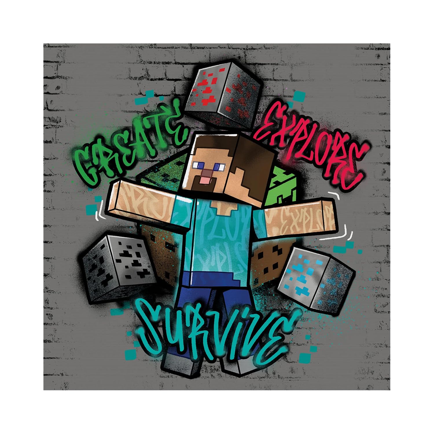 Pyramid International Minecraft (Survive) 30x30 Canvas Art for Gaming Spaces - Bold and Inspiring Canvas Wall Art for Dedicated Minecraft Enthusiasts