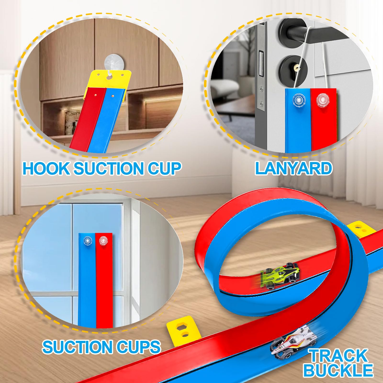 Flexible Race Track Toys for Kids 15 Ft with 4 Cars & Suction Cups - Image 4