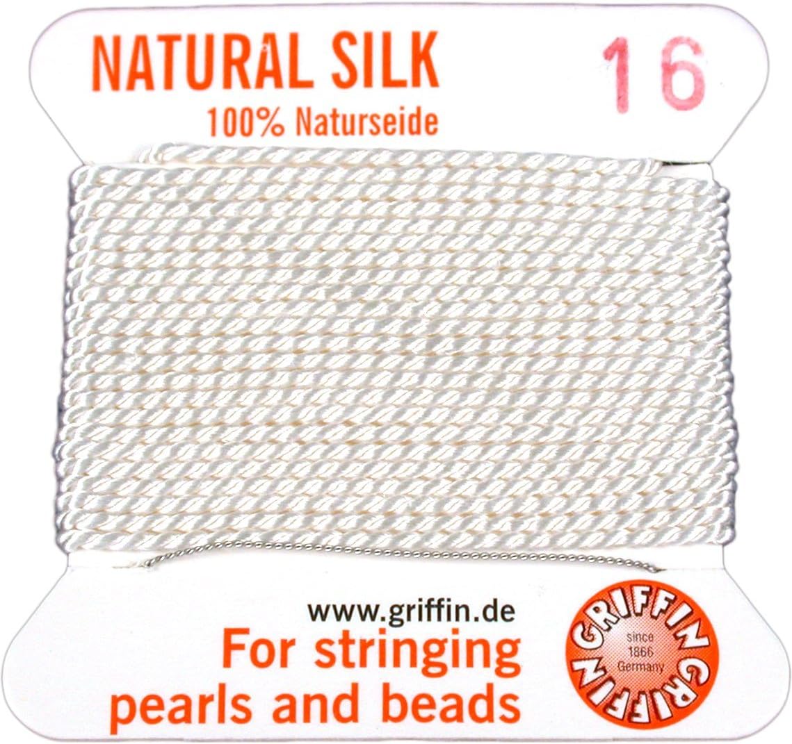 Griffin Thick Silk Beading Bead Cord White Size 16 1mm