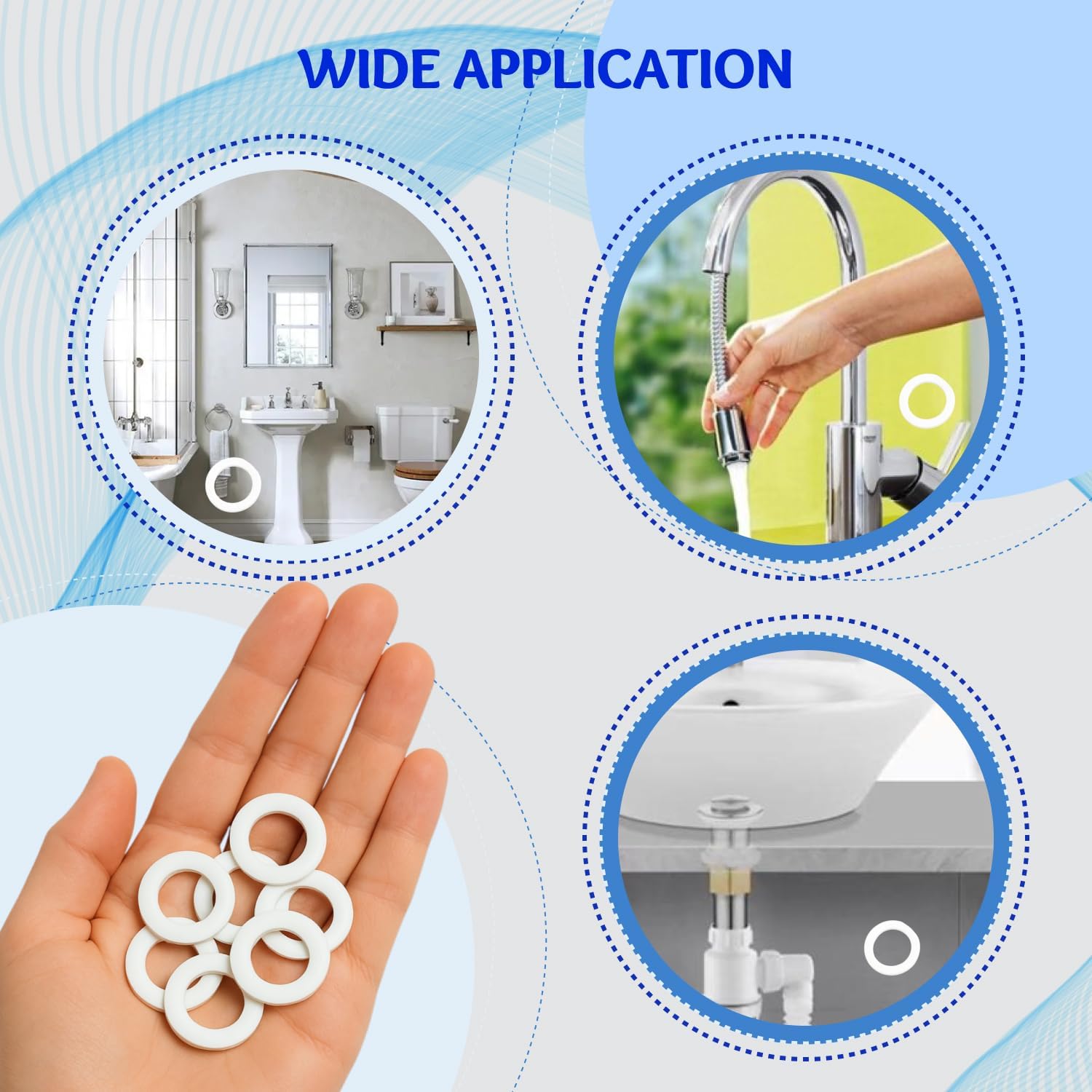 3/4 Inch White Silicone Washer Gasket Seal, Durable Silicone Gaskets for Plumbing and General Use, Pack of 2