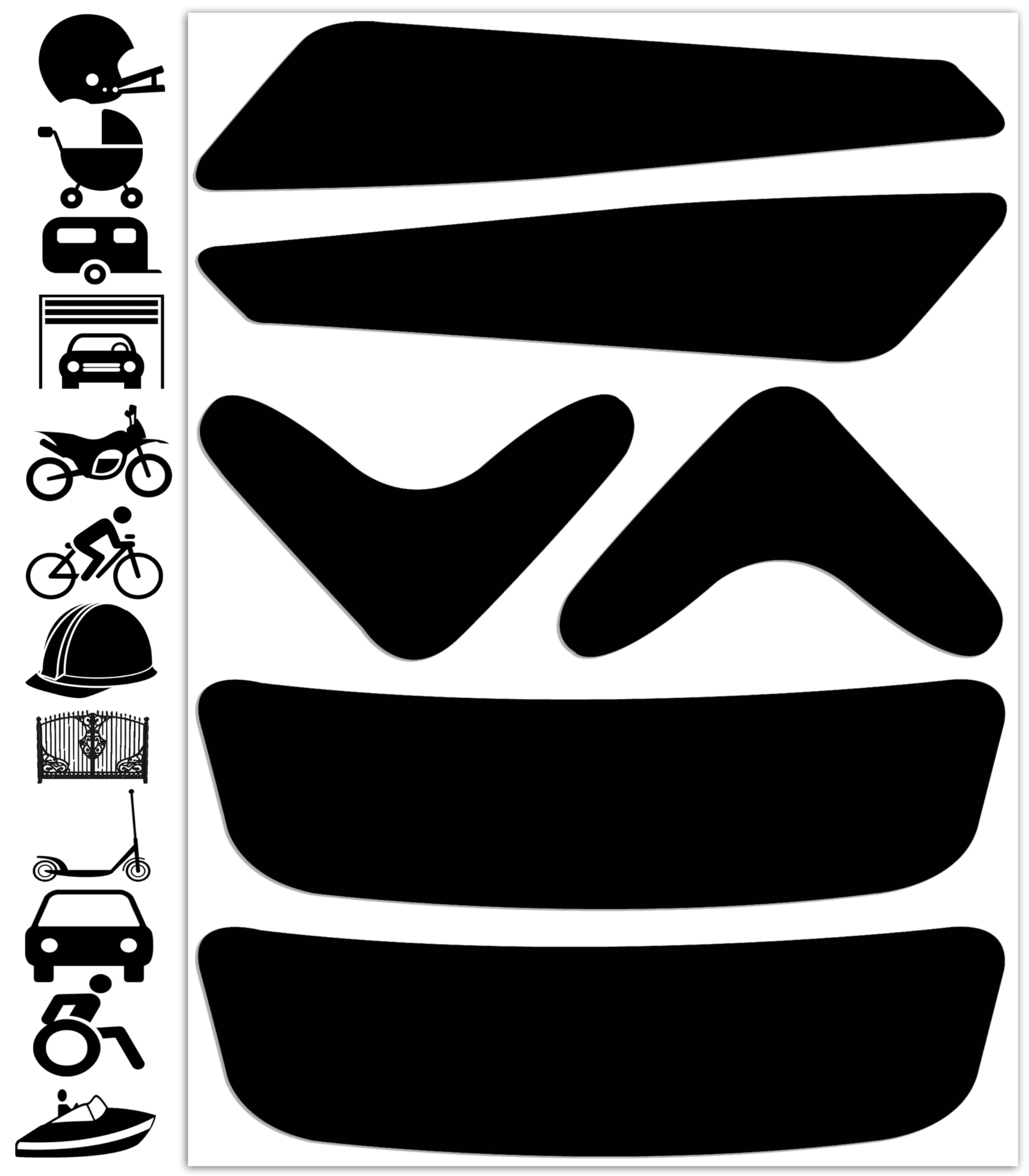 Biomar Labs Reflectors Reflective Stickers Reflective Film Black Stickers Set (6 Pieces) Self-Adhesive Bicycle Reflective Reflector Safety Stickers D 8