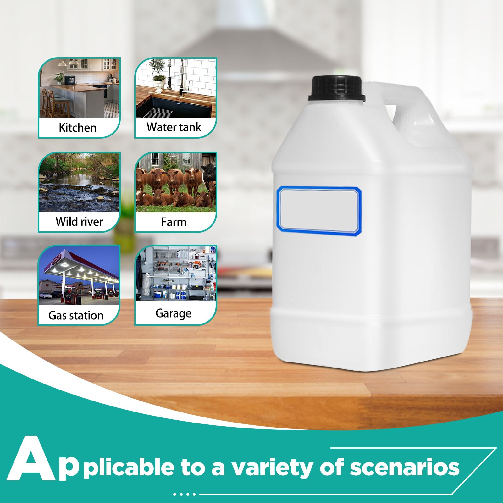 Zikoos 3 jarras de plástico de 1 galón con tapas y asas, recipientes cuadrados translúcidos de almacenamiento de líquidos, reutilizables, para camping, salsas, jabones, detergentes, líquidos,