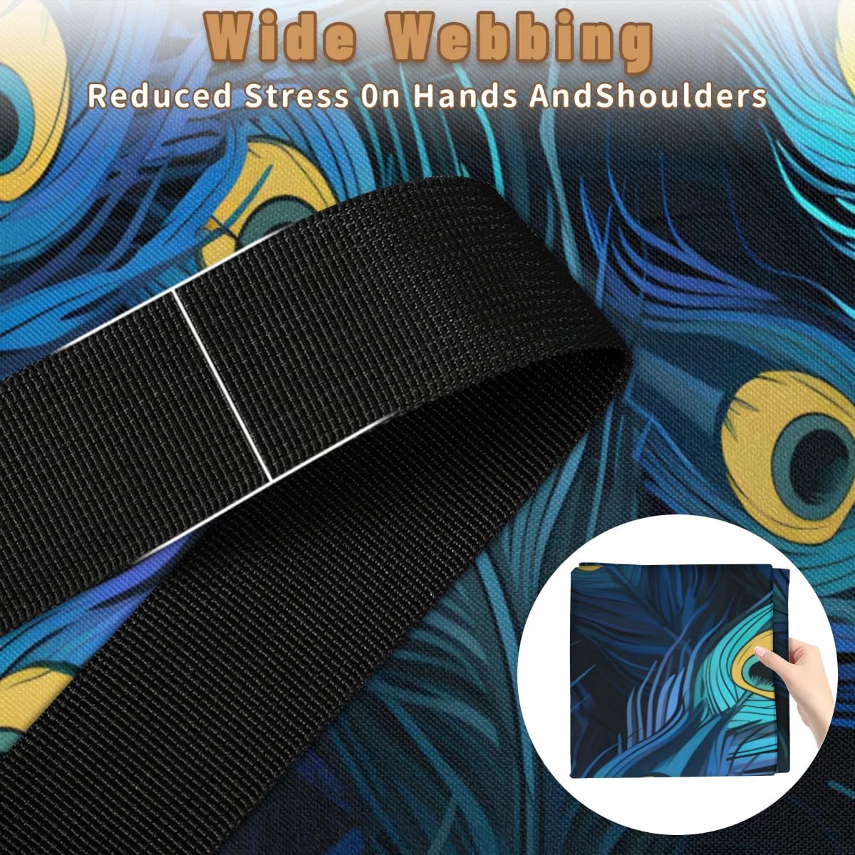 Honeybaby 214L Extra Large Comforter Storage Bag Feather Peacock Storage Totes with Lids Waterproof Closet Organizer Folding Blanket Storage Bags for Clothes Bedding Pillows