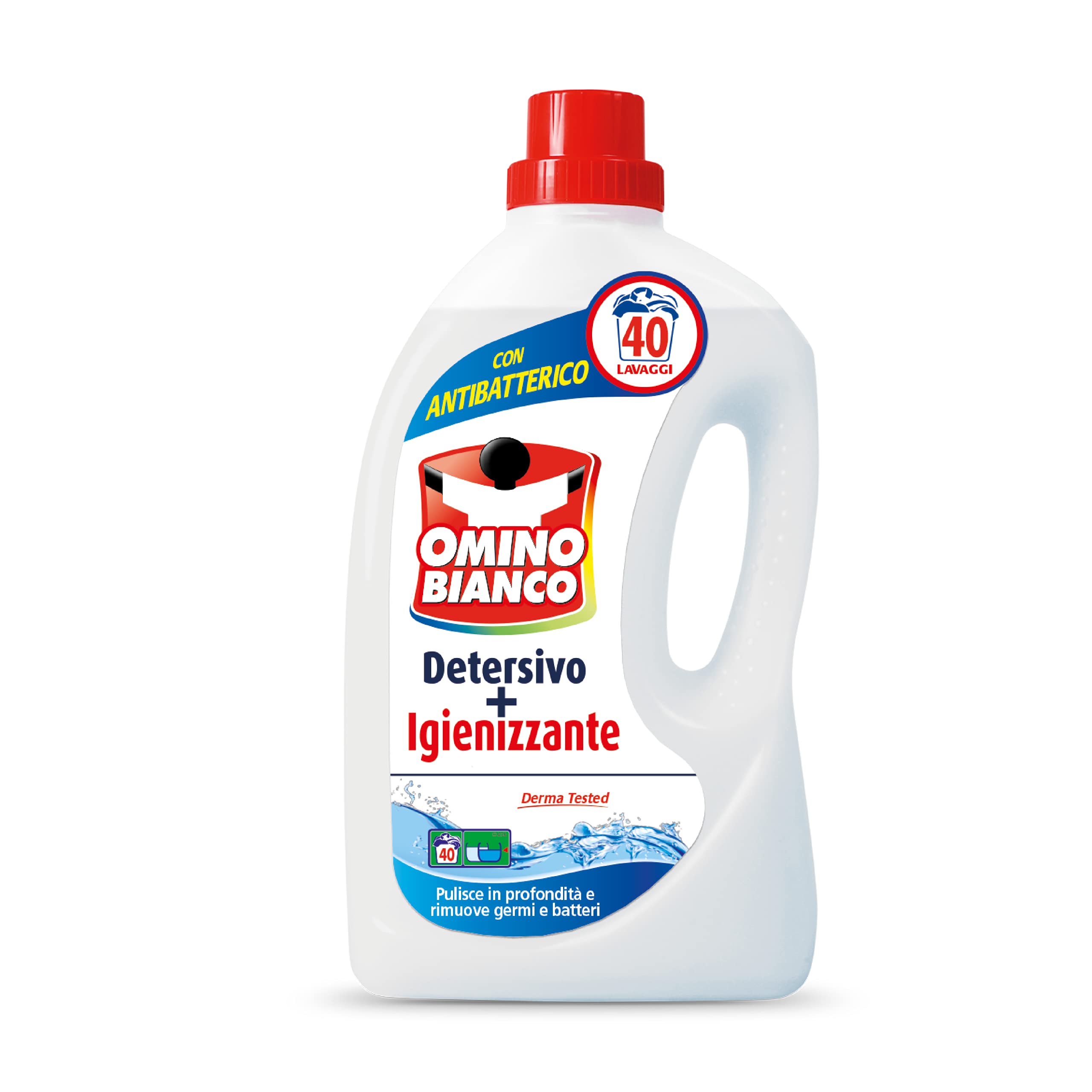 Omino Bianco - Detergente para lavadora, higienizante líquido, higieniza las prendas y elimina los gérmenes y bacterias, formato conveniente, 240 lavados, 2000 ml x 6 paquetes