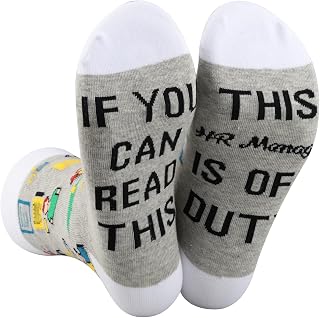 LEVLO 1 Pair Human Resource Team Gift This HR Manager is Off Duty Socks HR Graduation Christmas Crew Socks For Her or Him