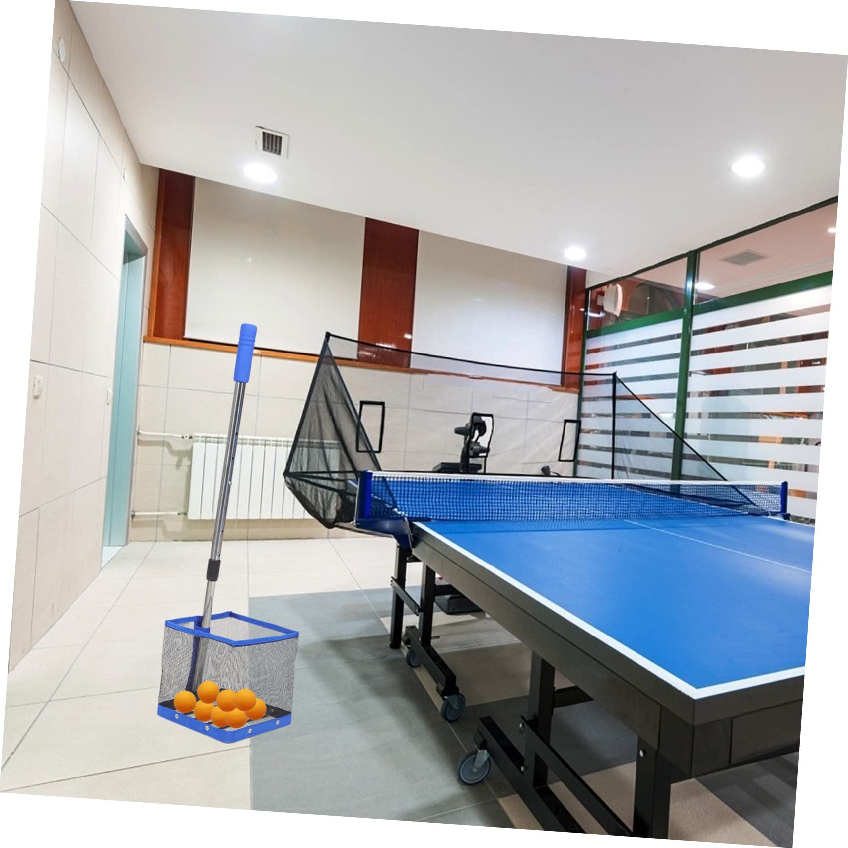 UPKOCH Raccoglitore in Metallo e Nylon, Design Regolabile Struttura Semplice Manico Telescopico di Palline da Ping Pong per Allenamento e Raccolta Comoda