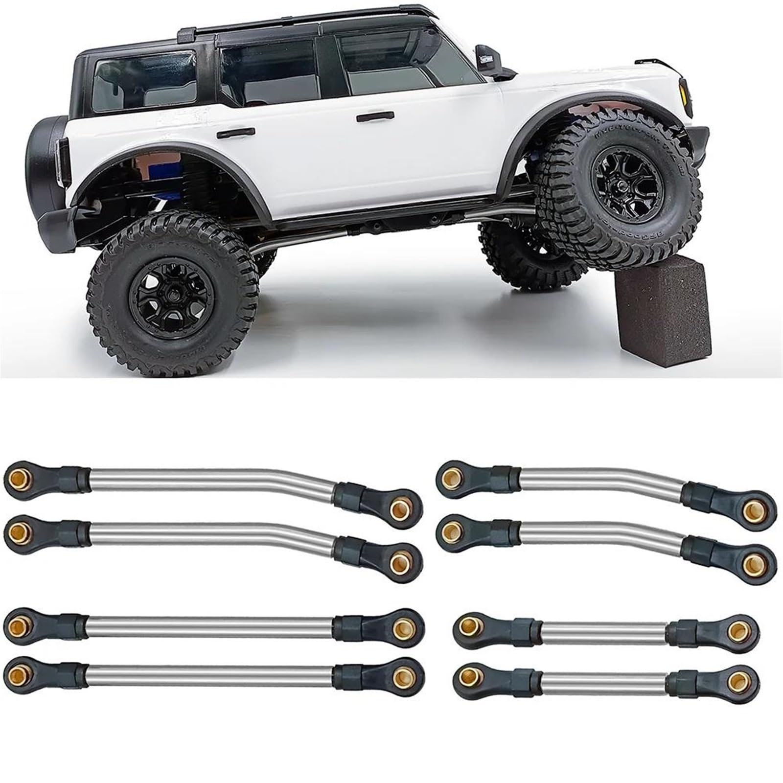 Varilla de Tracción para TRX4M para Defender 1/18 Coche Trepador De Control Remoto Enlace Chasis Piezas Mejora Juego Enlaces Metal RC(Silver)