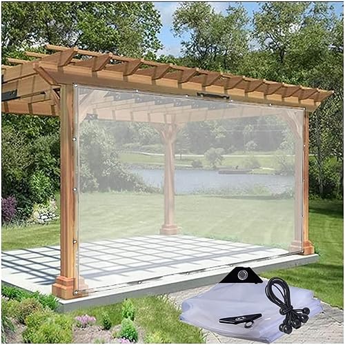 Cortina de vinilo transparente para exteriores, panel de lona impermeable para patio, pérgola, porche, cortina de división de cenadores (color
