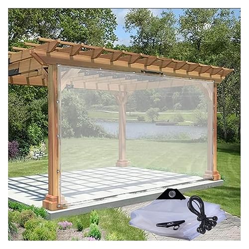 Outdoor Vinyl Curtain Transparent Waterproof Tarpaulin Panel for Patio, Pergola,