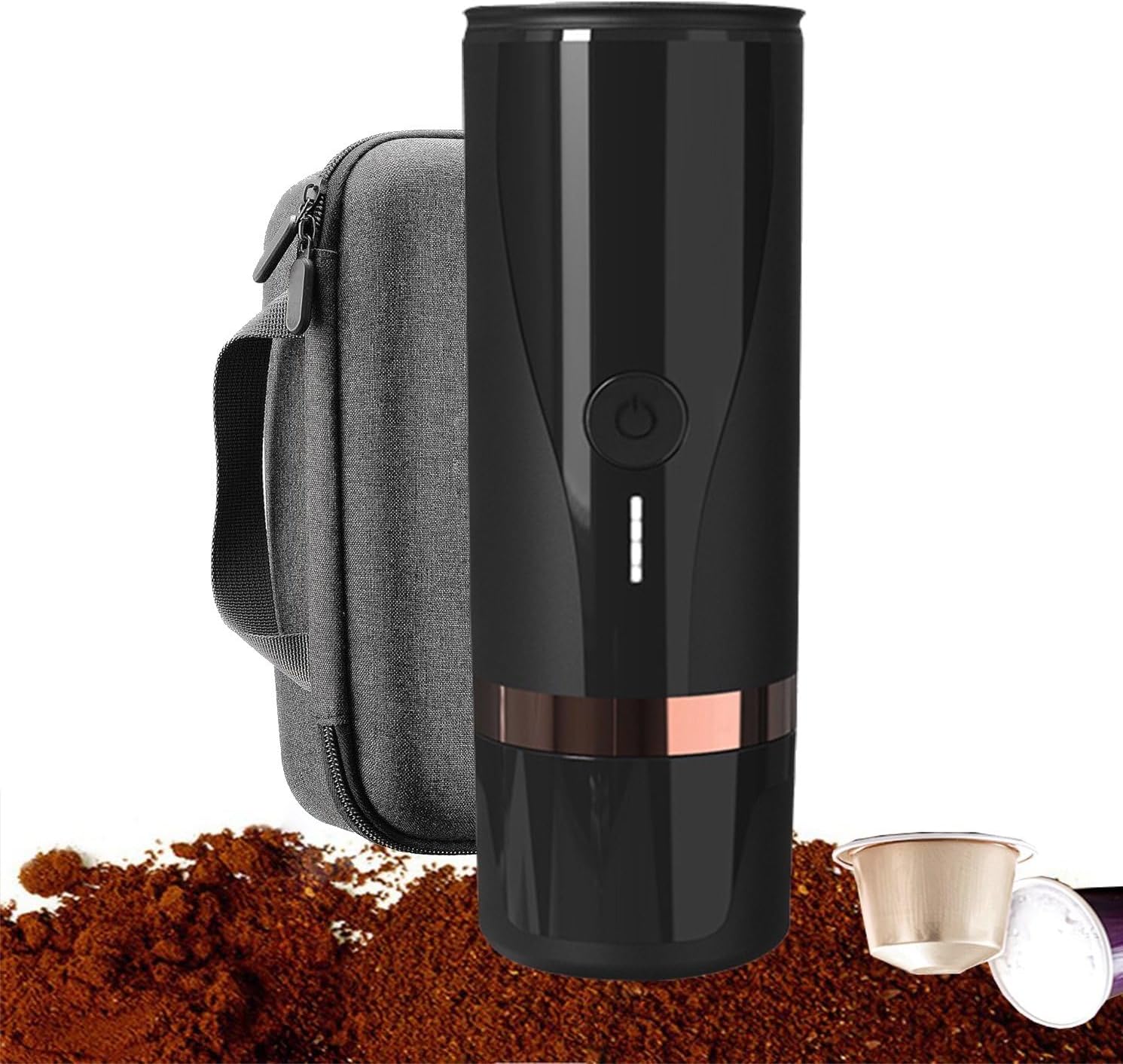 Portable Mini Coffee Maker, Self-Heating Espresso Machine Compatible with NS Pods & Ground Coffee, Rechargeable Car Coffee Maker 19Bar for Home Office Travel Camping (with Carry Bag)