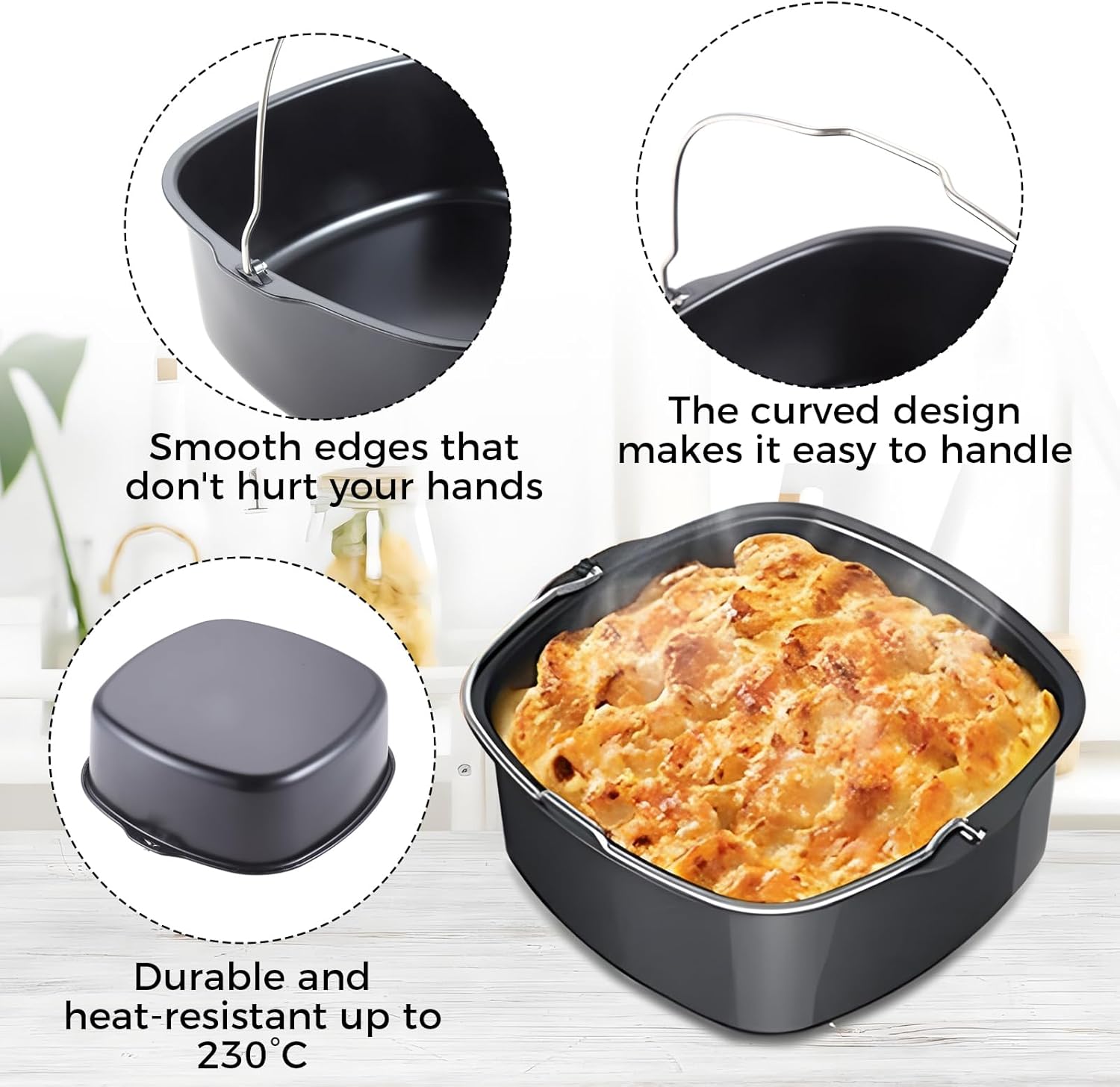 Yetaha Nonstick Air Fryer Cake Barrel, Air Fryer Accessories, Pizza Bread Baking Dish HD9925/00 Nonstick for Fryer HD9220 and HD9230, Tray Basket Kitchen Accessories Set - Image 2
